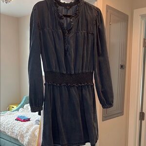 Rails “Shawna” dark blue chambray/denim smocked waist mini dress